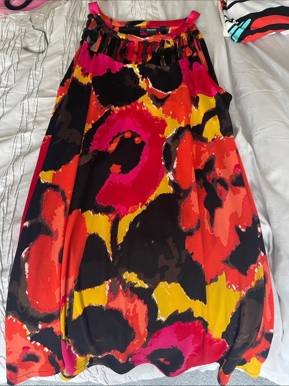 Alfani Pink Black Yellow Abstract Beaded Tank - Picture 4 of 5
